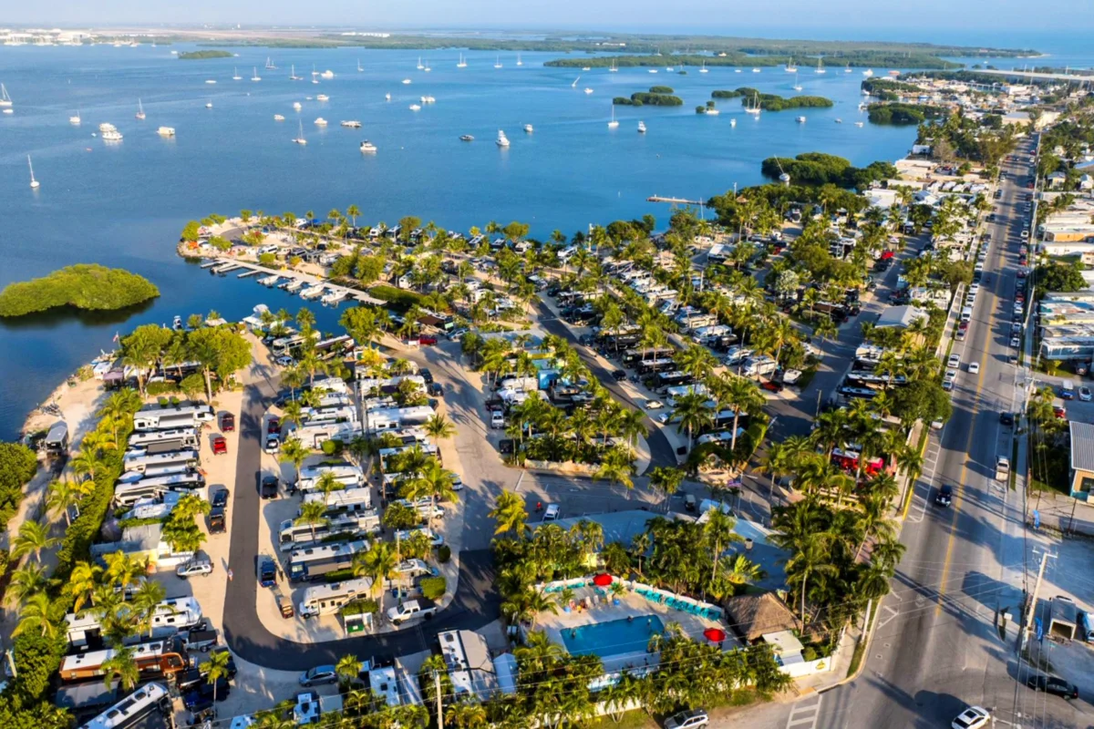 Waterfront RV sites at Boyd's Key West Campground with Atlantic horizon