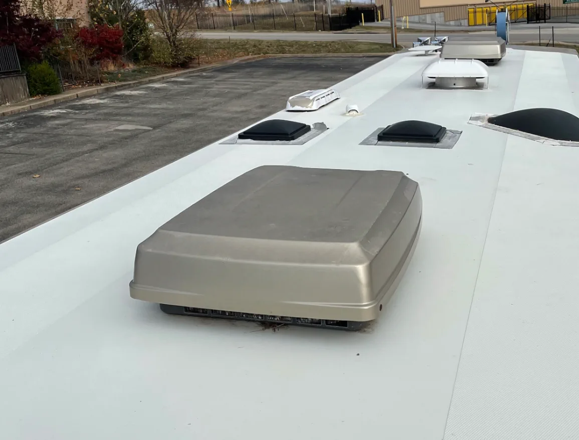 Dometic Brisk II rooftop AC install on a Class A motorhome