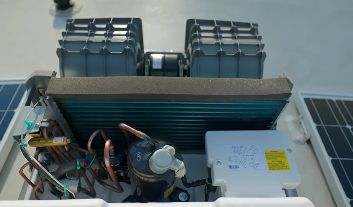 SoftStartRV kit installed on a Coleman-Mach 8 rooftop AC compressor