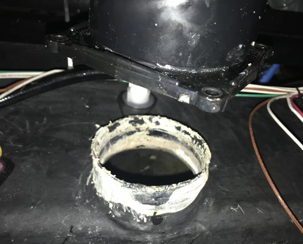 Black tank flush valve replacement on an RV