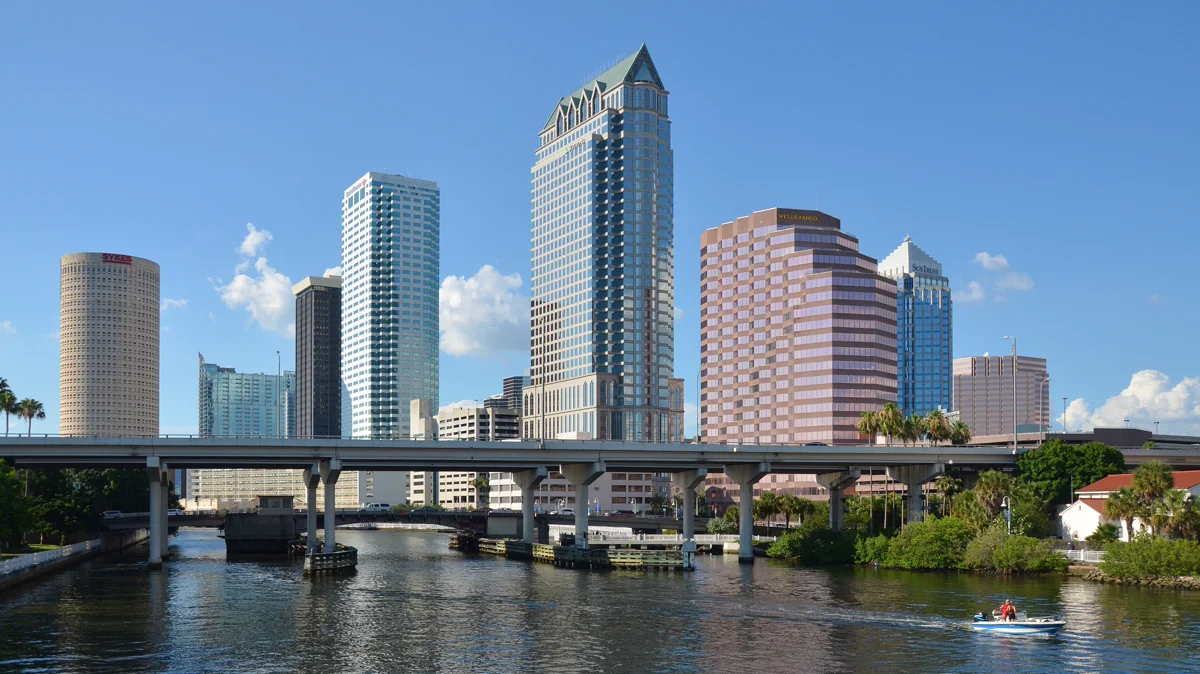 Downtown Tampa skyline along the Hillsborough River in the Tampa Bay region