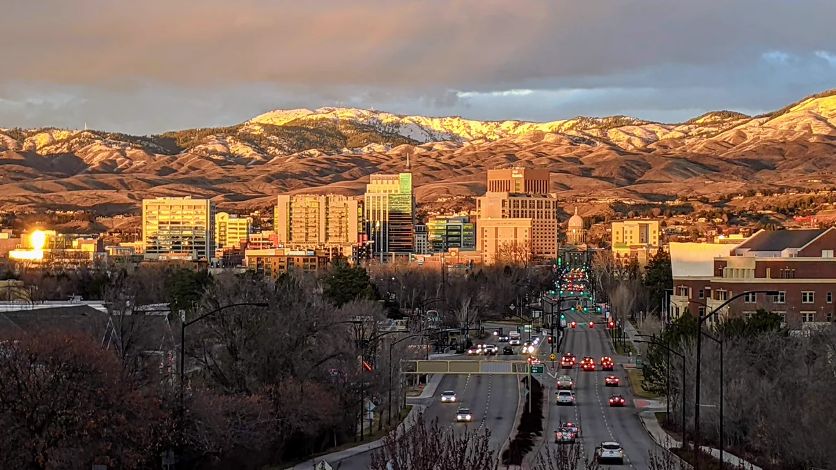 Downtown Boise and the Treasure Valley basin in southwestern Idaho