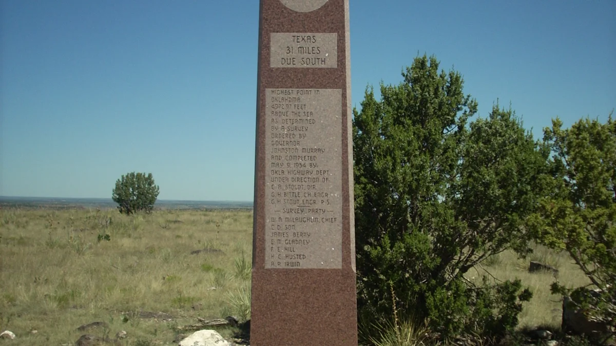 Black Mesa summit at 4,973 feet, the highest point in Oklahoma's Panhandle and a designated Dark Sky destination