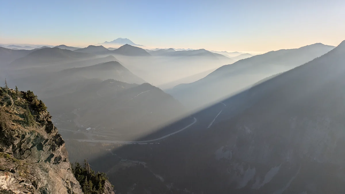 Snoqualmie Pass and the Cascade Range along the I-90 foothills corridor